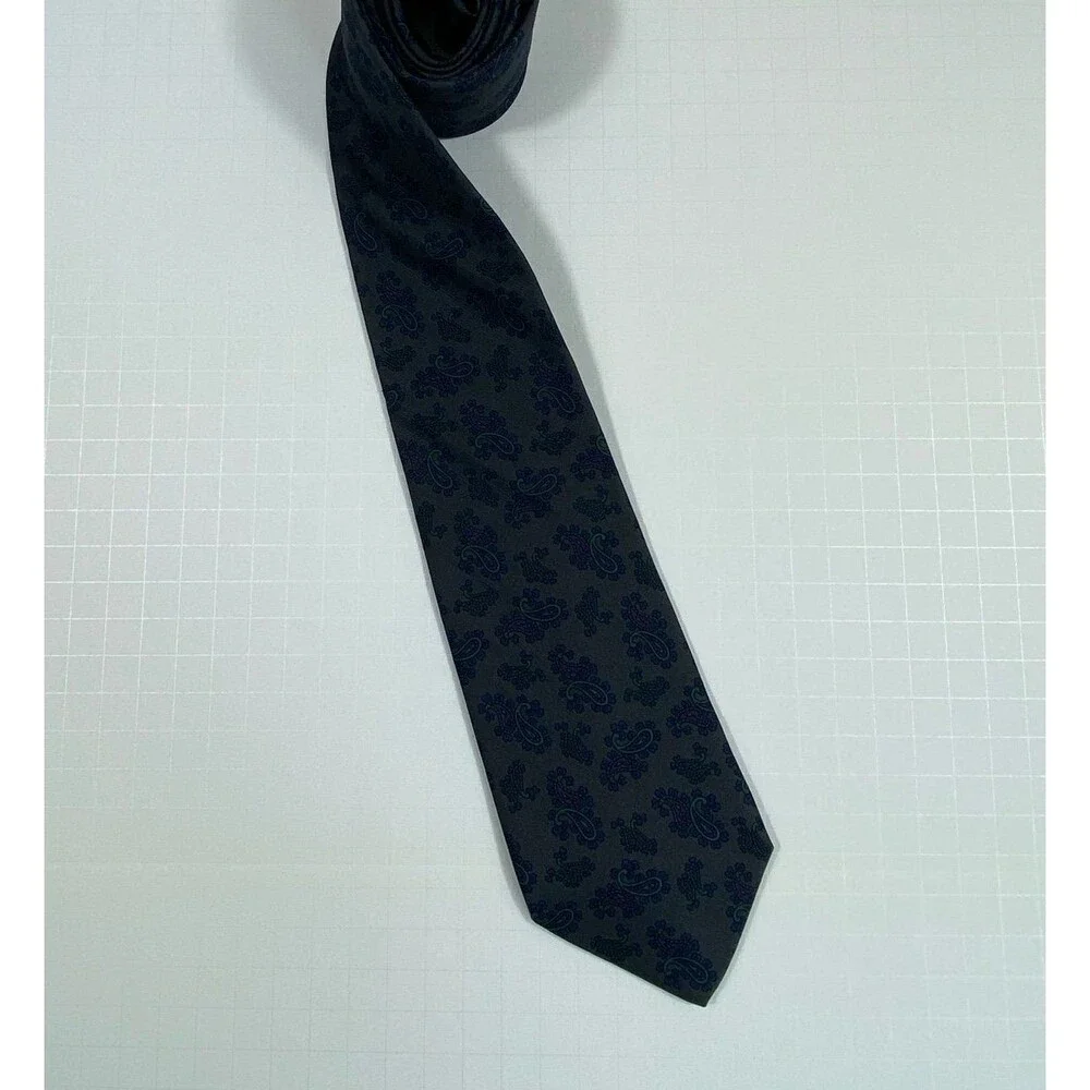 Vintage Italian Silk Paisley Necktie Gray Blue Purple Handmade Tie